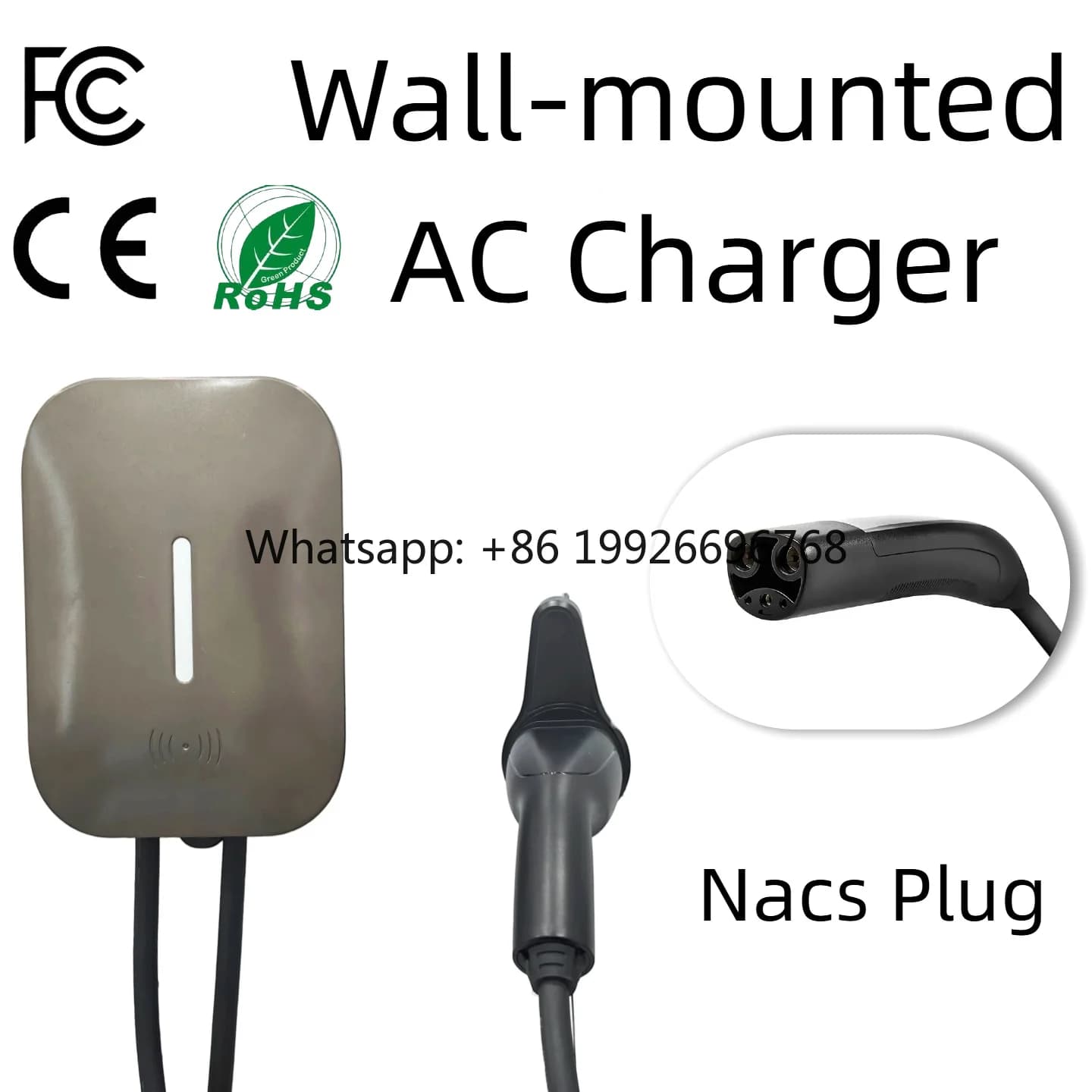 Nuovo Caricatore AC per Veicoli Elettrici NACS a Parete 250V 12KW con RFID/WiFi Smart Home Ricarica Rapida AC Trifase Livello 2 Certificato CE Economico