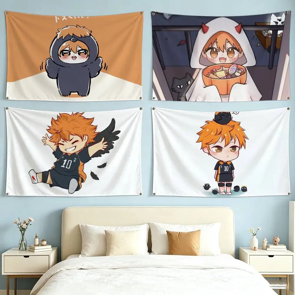 Anime H-Haikyuu S-Shoyo Hinata Flags Wall Hanging Tapestry Outdoor Garage Room Decorative flag Background Blanket