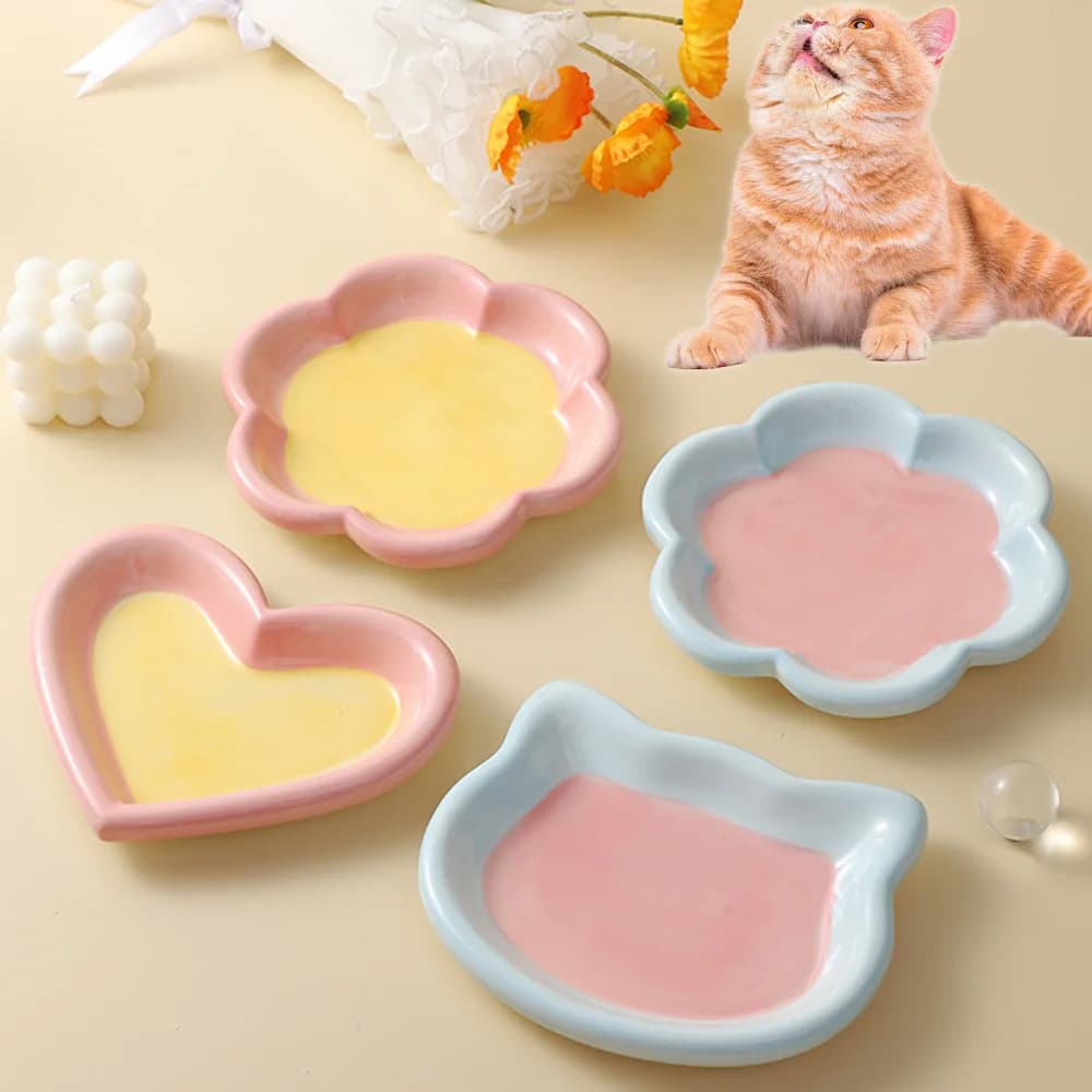 Piatto per gatti d'amore Ciotola per cani che non si batte facilmente sopra Ciotola per gatti dipinta a mano Ciotola per cibo per gatti in ceramica Ciotola per riso per gatti Ciotola per snack in scatola