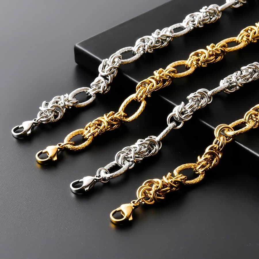 Handmade Stainless Steel Chunky Knot Necklace Link Chains For Women Men Accessories Fashion Neck Decor Jewelry Heavy Metal Gift