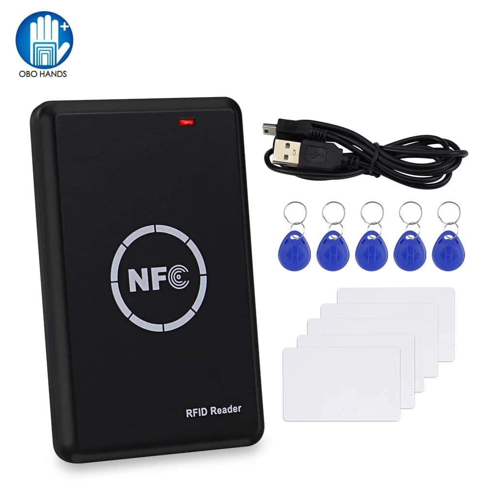 NFC Smart Card Reader Writer RFID Copiatrice/Duplicatore 125KHz 13.56MHz Programmatore USB Portachiavi Carta ID IC EM UID EM4305 T5577 Tag