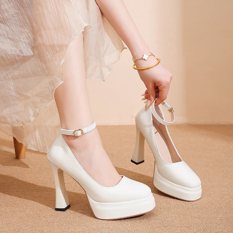 Scarpe con Tacco Alto Stile Francese 2026, Nuove Scarpe Singole in Vernice con Plateau