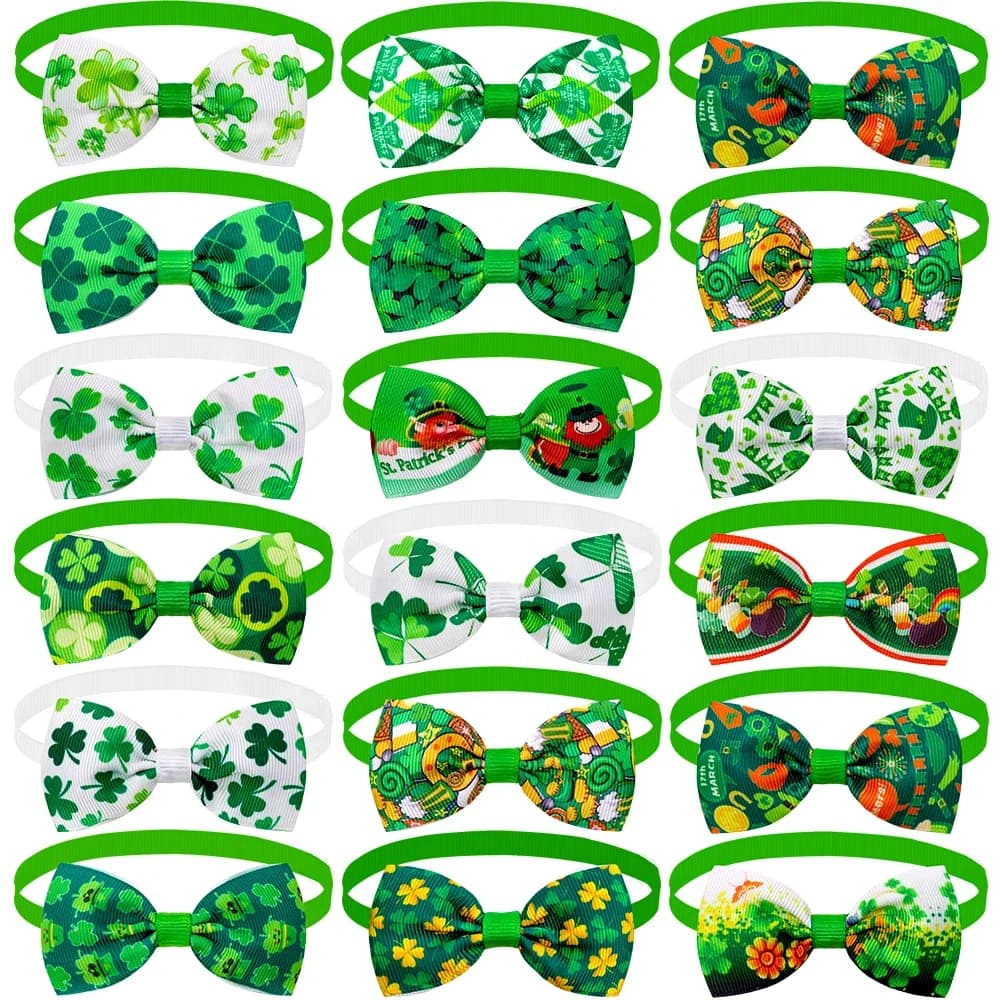50PCS Papillon per cani per ST Patrick's Day Pet Dog Cat Papillon Cravatte Moda Animali domestici Cani Papillon Collare per toelettatura cani Accessori