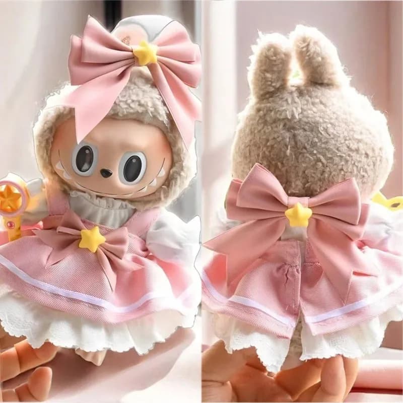 15 17 centimetri Per Labubu Bambola Kawaii Gonna Rosa Vestiti Giappone Card Captor Sakura Magic Girl Dress 4 pezzi Set Ropa Accessori di Abbigliamento