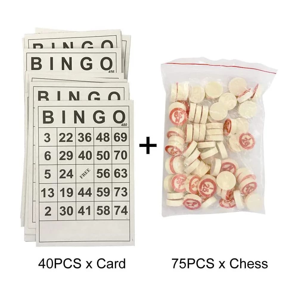 40 carte da bingo + 75 pezzi degli scacchi non ripetono carte da bingo Carte BINGO giochi digitali di intrattenimento per bambini