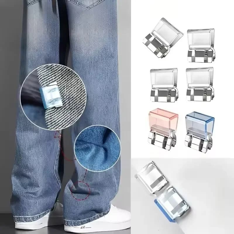 Clip per abbigliamento per la riduzione della lunghezza delle gambaletto dei pantaloni, fissaggio invisibile, dispositivo nascosto senza cuciture per evitare che i pantaloni si stringano sulle gambe.
