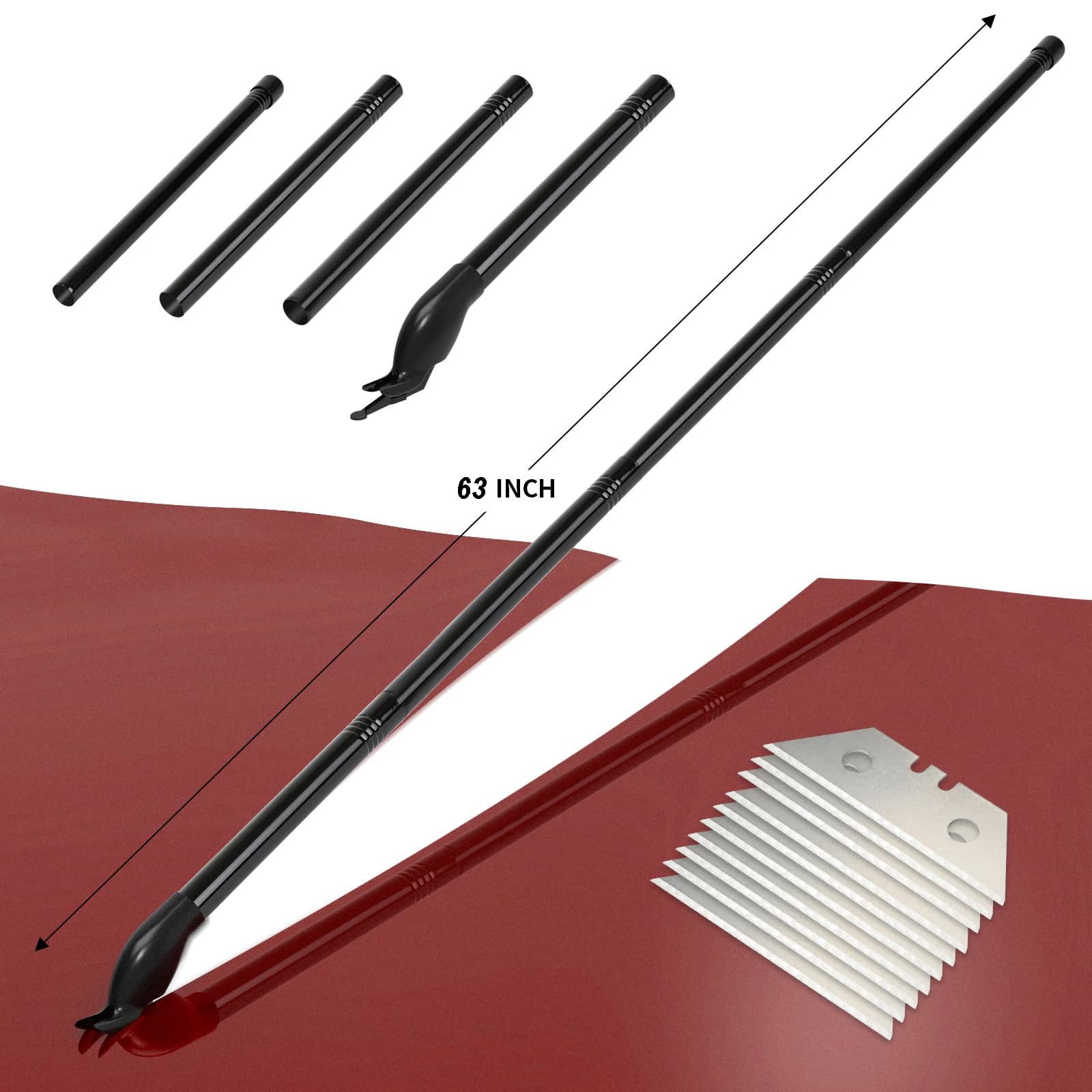 EHDIS Taglierina per pellicole con manico lungo estensibile da 63 pollici Coltello per taglierina guidata con lama sicura per utensile da taglio per avvolgimenti in vinile per auto grafiche di grandi dimensioni