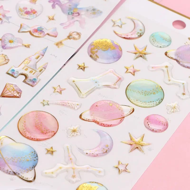 Hot Sales 1 Piece Top Quality 3D Epoxy Crystal Mobile Phone Stickers Cute Star Moon Horse Cartoon DIY Decoration for iPhone