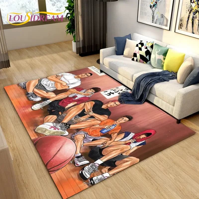 Slam Dunk Japan Anime Cartoon Area Tappeto, Tappeto per Soggiorno Camera da letto Divano Decorazione zerbino, I bambini giocano Tappetino antiscivolo