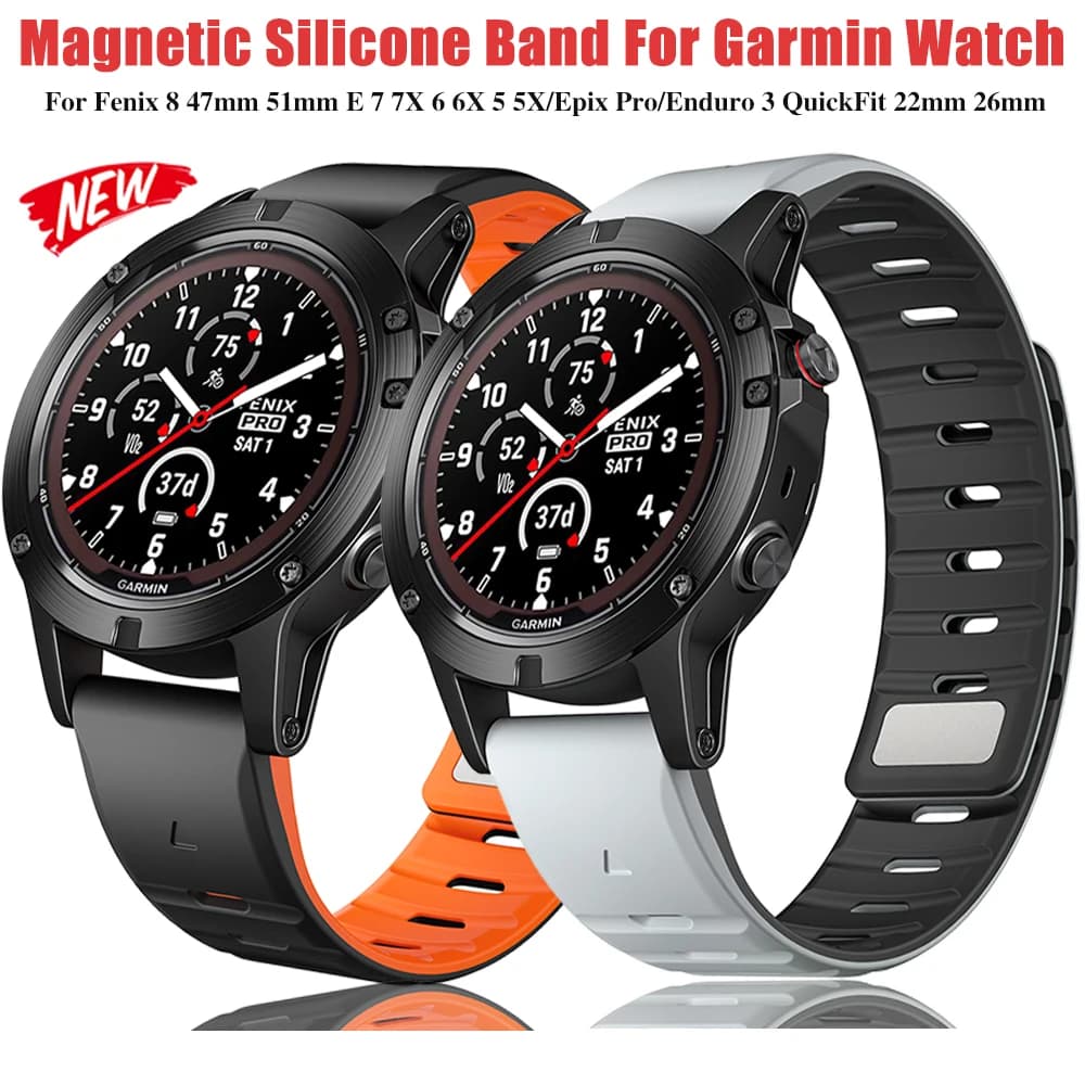 Cinturino magnetico per Garmin Fenix 8 47mm 51mm E 7 7X 6 6X 5 5X/Epix Pro/Enduro 3 QuickFit 22mm 26mm cinturino in silicone