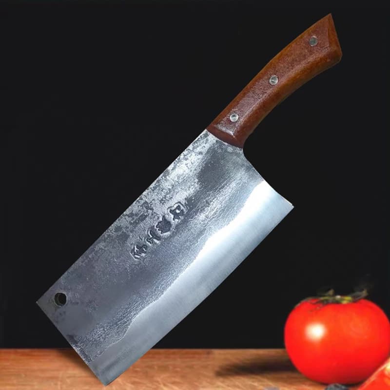 Coltello da cucina fatto a mano Black Smith Coltello da taglio per affettare in acciaio ad alto tenore di carbonio Mannaia per pollo e anatra Comodo manico in legno