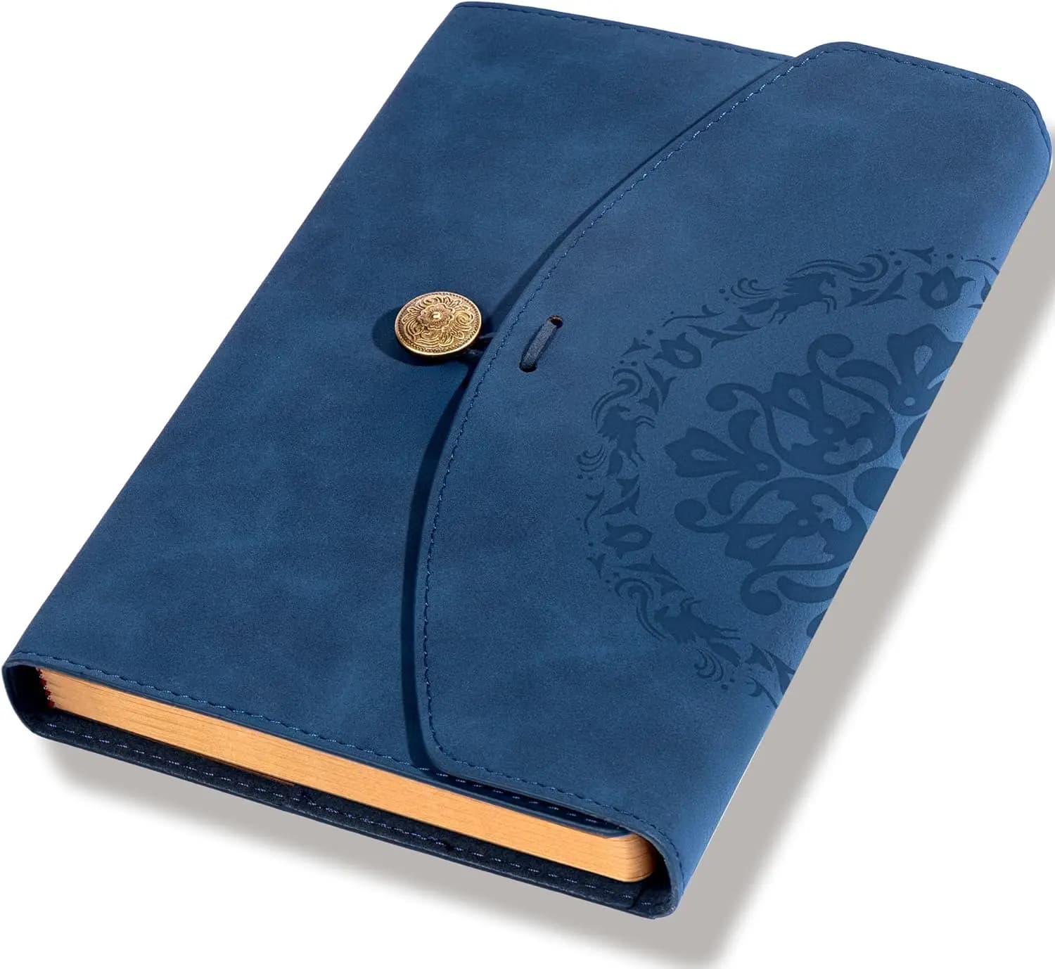 Vintage Leather Journal, Soft Cover Notebook for Travel Diary & Scrapbook, Blue