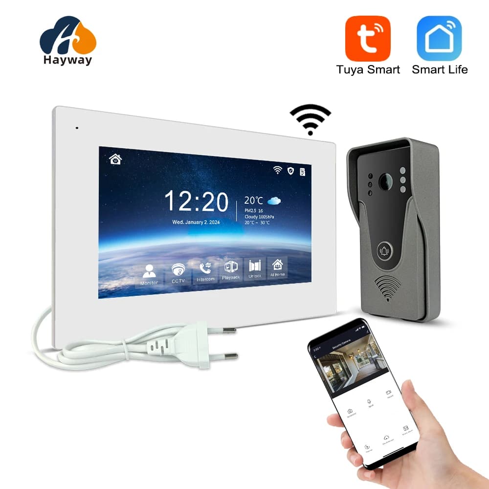 Citofono visivo 1080P citofono per la casa TUYA Wireless WiFi Smart con rilevamento del movimento del campanello per visione notturna a infrarossi