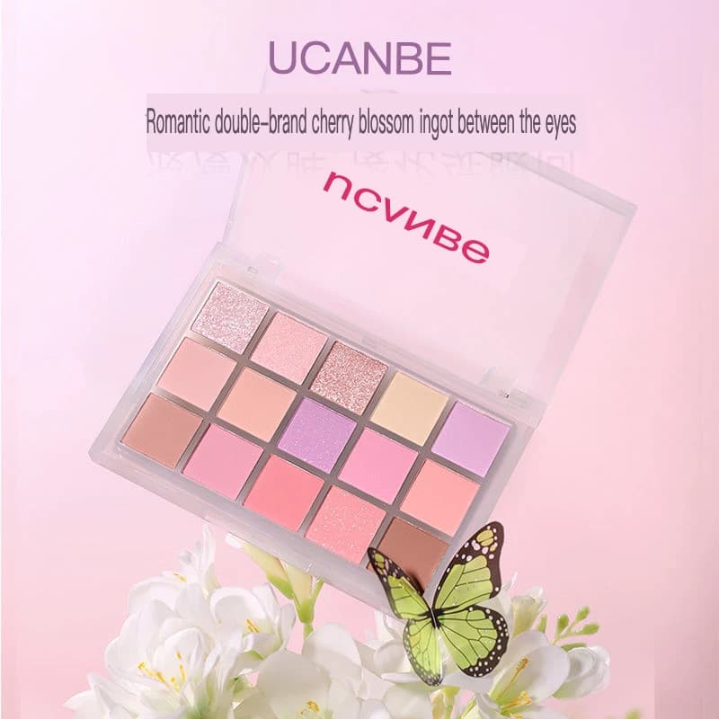 UCANBE Ice Mist Purple 15 Color Palettes Internet Celebrity Illuminating Perlescent Impermeable Ombrella for daily makeup for eyes