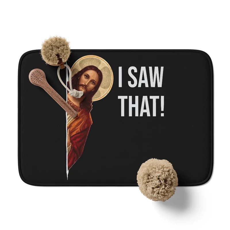 Gaslight Gatekeep Girlboss Jesus Meme I Saw That Tappetino da bagno con base antiscivolo Tappeto da bagno in flanella super accogliente assorbente