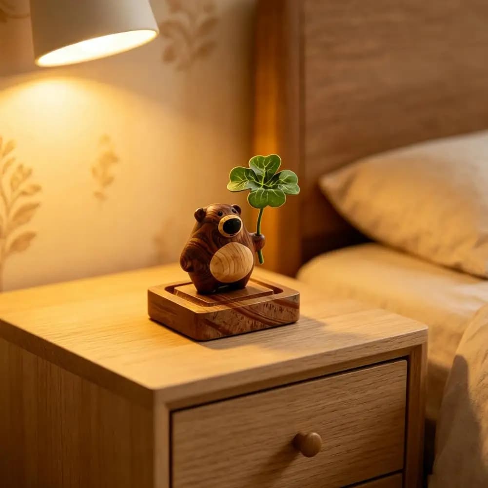 Car Air Freshener Wood Wood Bear Essential Oil Diffuser Four-leaf Clover Aromatherapy Diffuser Portable Cute Wooden for Home