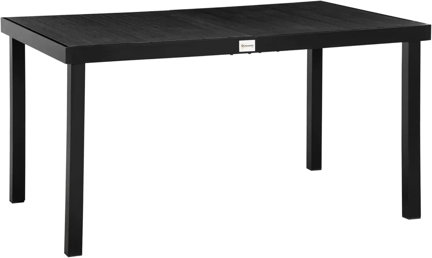 Outdoor Dining Table for 6 Person, Rectangular Patio Table, Aluminum Metal Legs for Garden, Lawn, Patio, Woodgrain Black