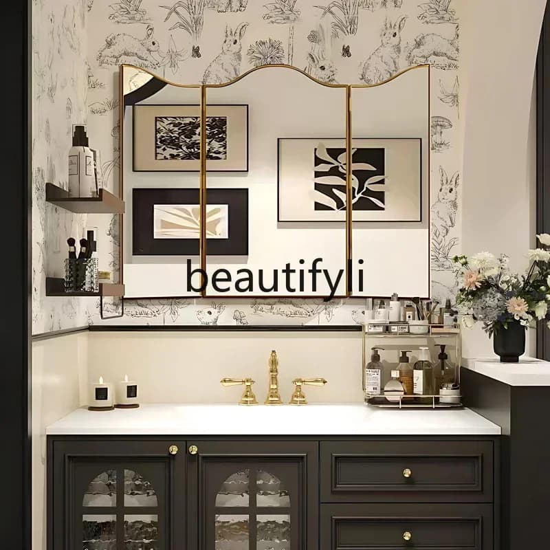 YH03 Specchio ripiegabile da tavolo francese, specchio cosmetico da bagno, specchio decorativo da bagno a parete B03