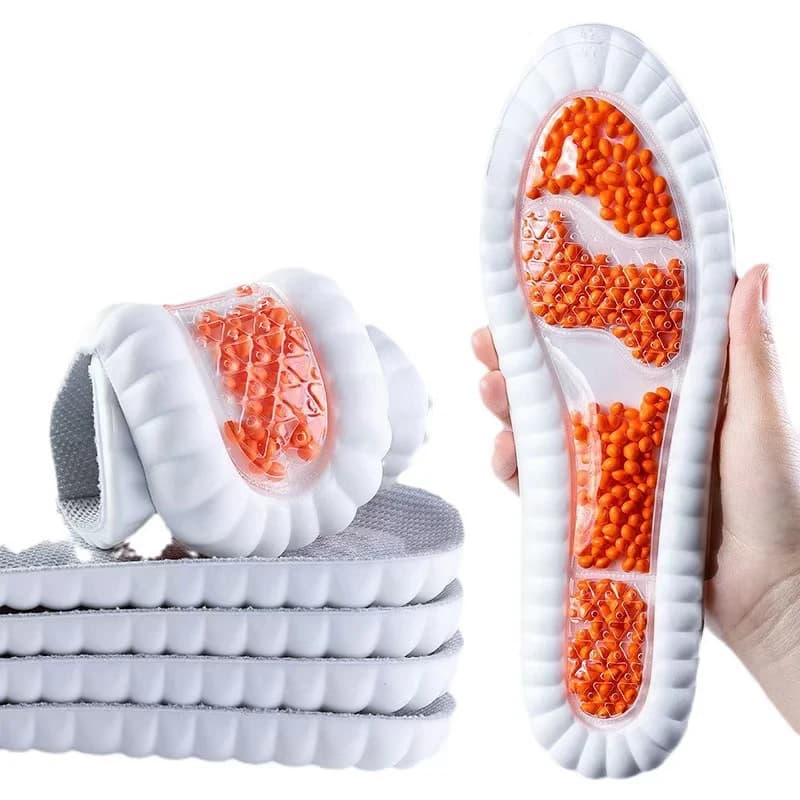 1 pair 4D Orthopaedic Sports Solette Soft and Breathable High Elasticity Absorption Shoe Pad for Men Women Latex Massage