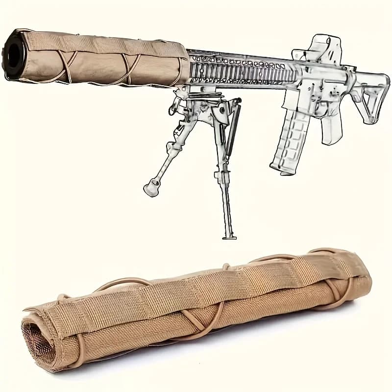 Silenziatore termico regolabile in 2 pezzi con sistema MOLLE, 8,66"x5,51" - Nylon 500D resistente per pistole ad aria compressa, caccia e tiro