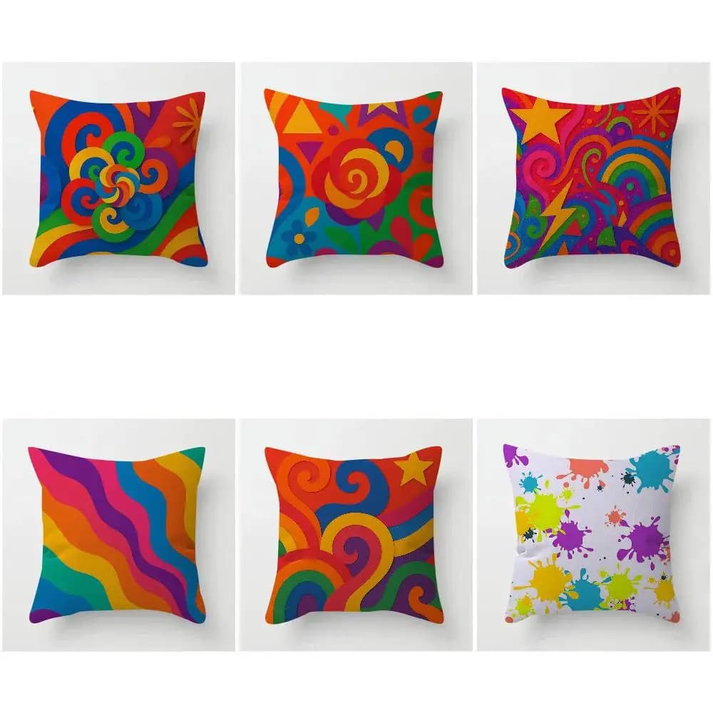 Colorful pillow lining with scratches for home decoration, rustic style, for sofa