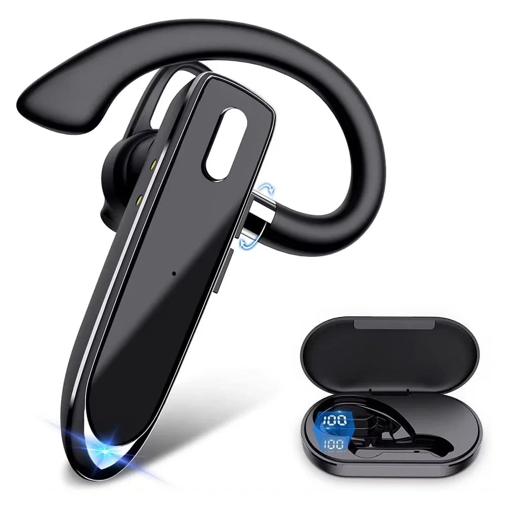Auricolare Wireless, Auricolari Mono Business con Microfono V6.1, Custodia di Ricarica LED da 500mAh, Type-C, Ideale per Sport e Camionisti