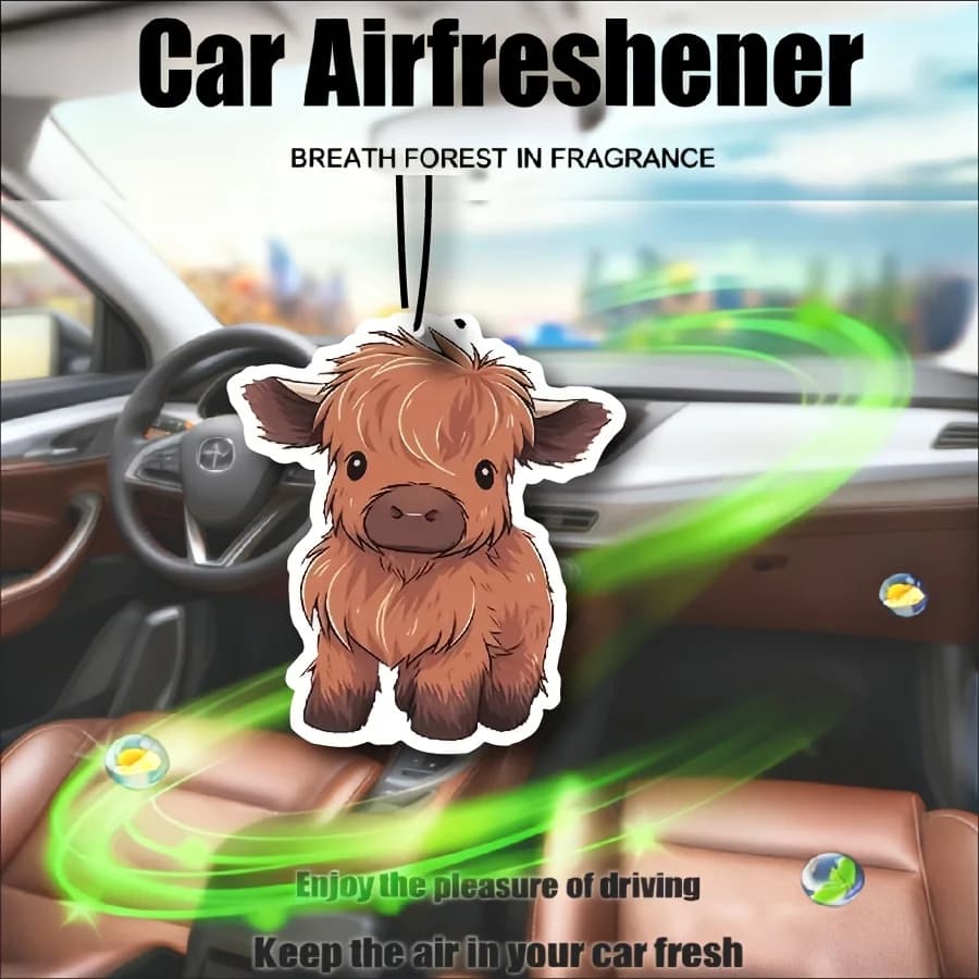 Deodorante per Auto a Forma di Mucca delle Highlands, Profumatore per Auto, Decorazione da Appendere allo Specchietto Retrovisore, Accessori per Interni Auto