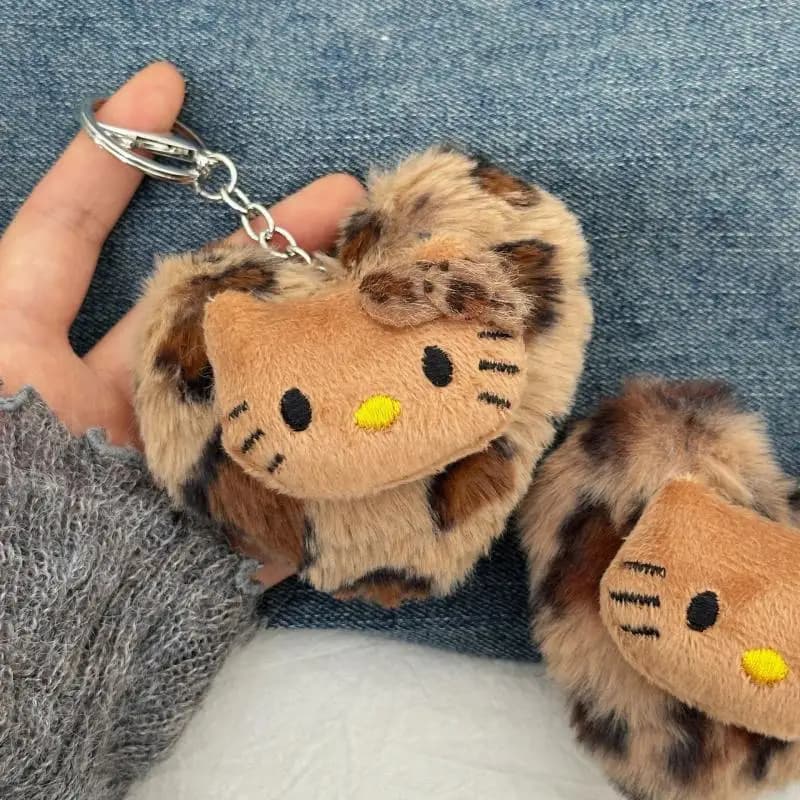 Cartoon Sanrio Hello Kitty Fashion Bag Retro Leopard Doll Ciondolo Kawaii Anime Toy Portachiavi Accessori Portachiavi Regalo di Natale