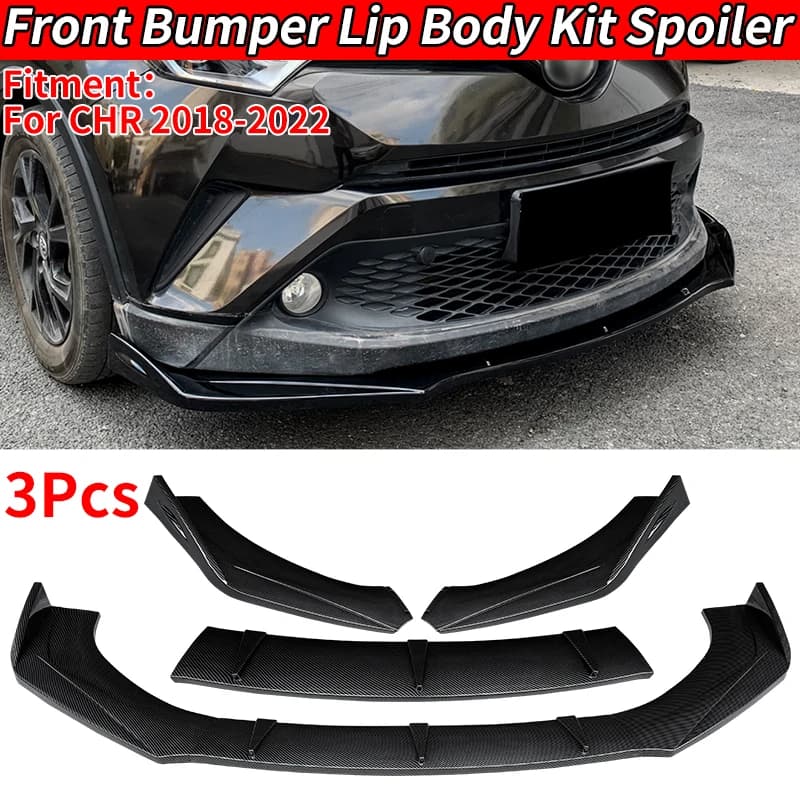Per CHR 2018 2019 2020 2021 2022 Splitter Paraurti Anteriore, Kit Carrozzeria, Spoiler, Diffusore, Deflettore in ABS Effetto Fibra di Carbonio