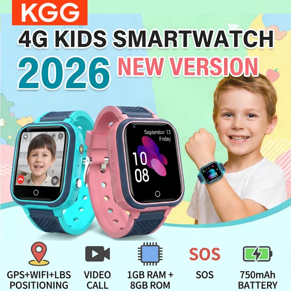 Smartwatch 4G for Children with GPS, Video Call, Alarm SOS, Real-time Location Monitoring, Children's Safety Smartphone Watch, Gift