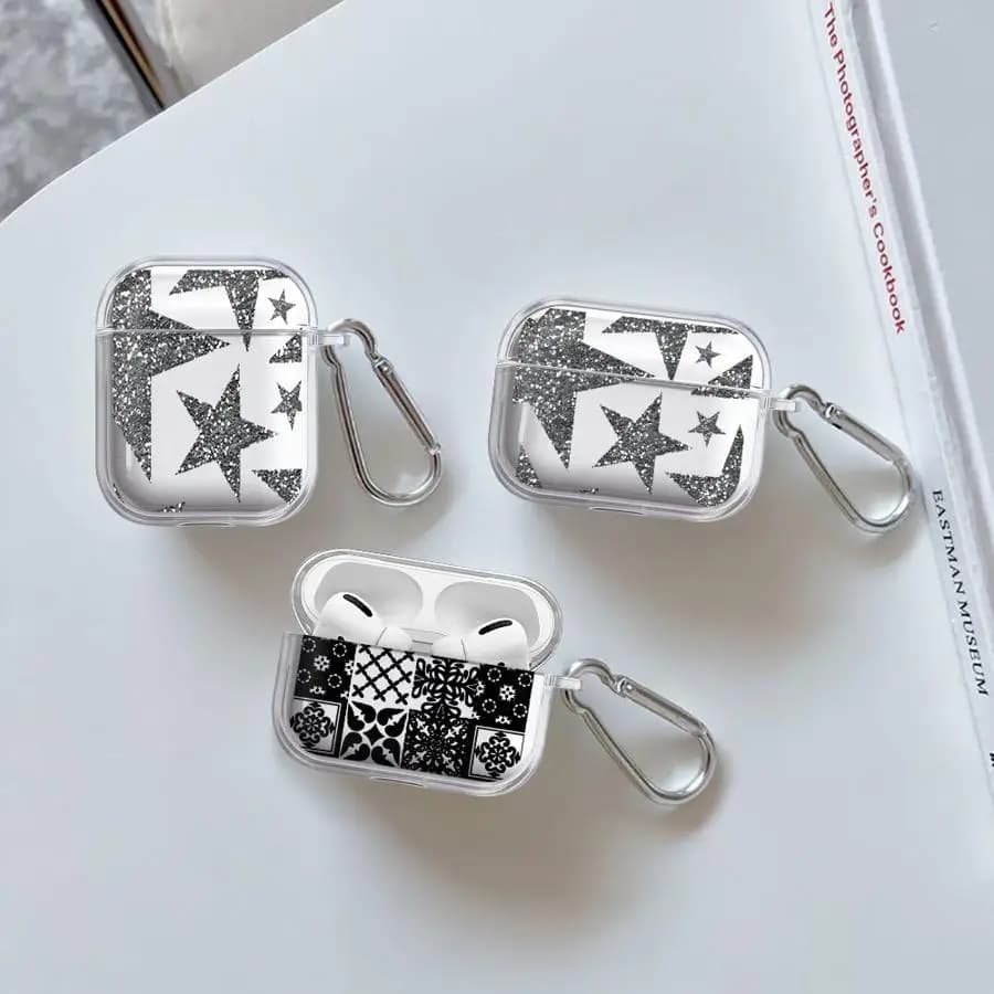 Custodie trasparenti per auricolari con motivi a stelle e tappeto per Airpods 3 Pro 1 4 Pro3 Pro2 2