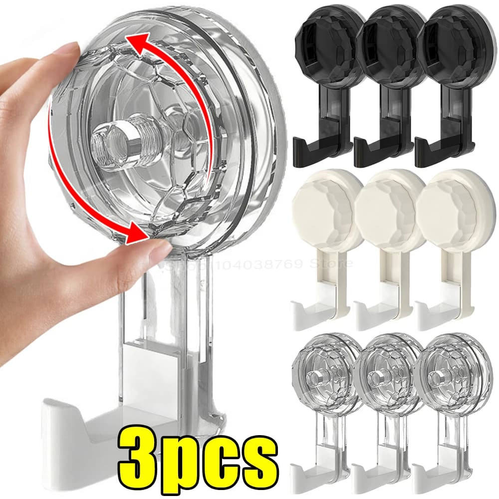 Set di 3 Ganci a Vuoto Potenti, Riutilizzabili, per Bagno e Cucina, Appendiabiti da Parete Senza Tracce