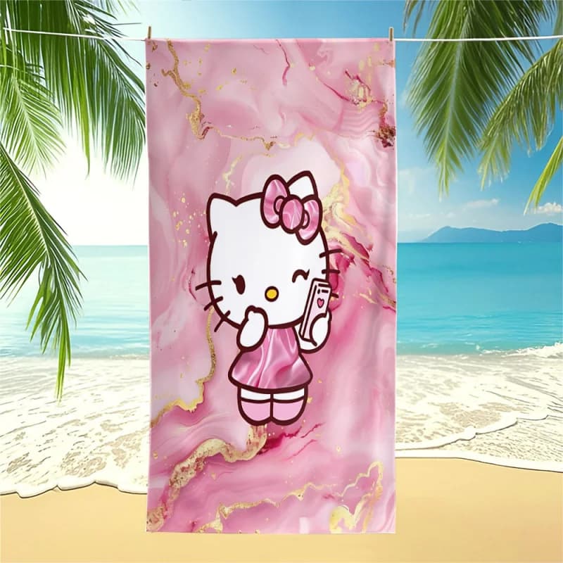 Fast drying beach towel, print with cute Sanrio characters, suitable for beach, yoga mat, sun protection shawls, travel, camping, beach towel