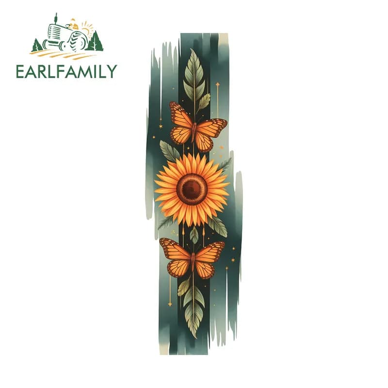 EARLFAMILY Butterfly Sunflower Dreamcatcher Car Sticker Caravan Trunk Windows Bumper Vinyl Decal Waterproof Amusing Car Label