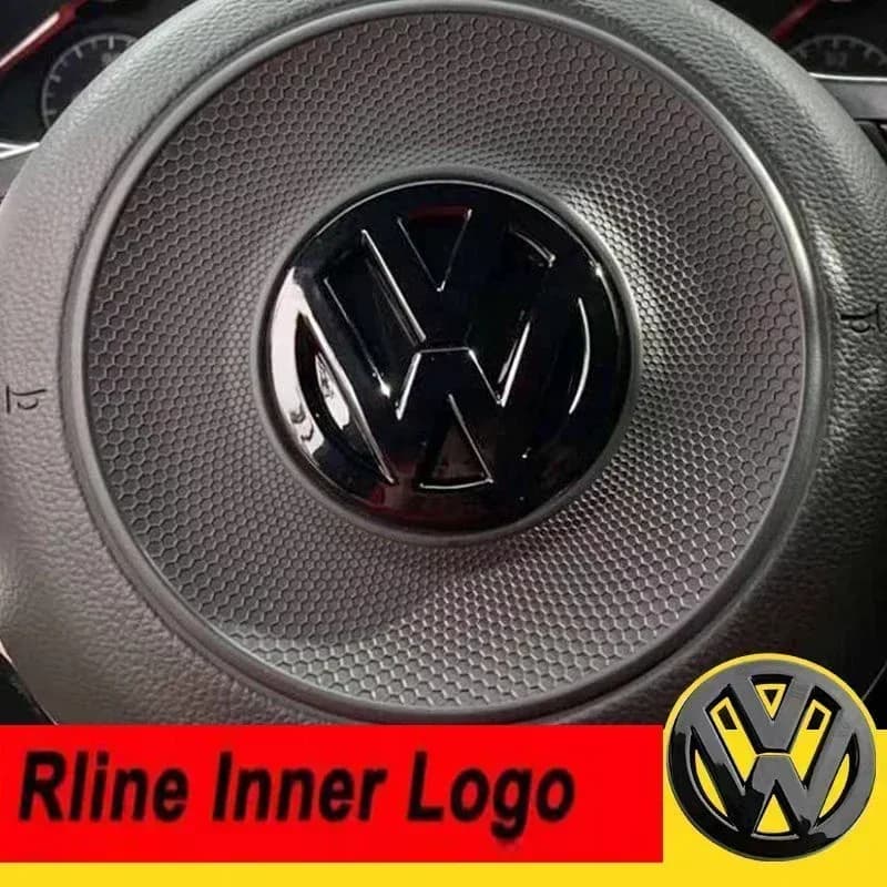 Copertura emblema volante Volkswagen nero lucido per Golf 7 Rline, logo nero per volante
