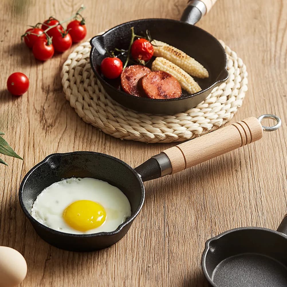 Piccola Padella in Ferro Multifunzionale, Pentola per Olio, Padella per Sciogliere il Burro, Padella per Uova, Pentola per Riscaldare il Latte, Casseruola da Cucina con Manico