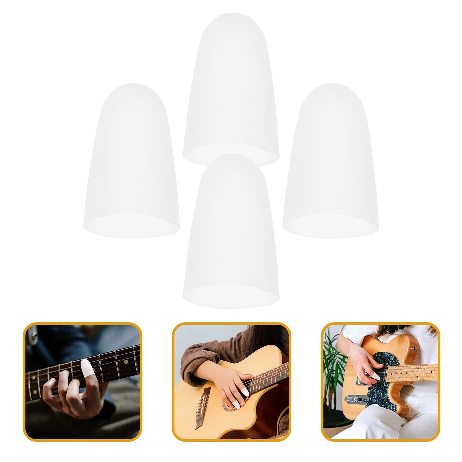 4 Pezzi Protezioni per Dita da Chitarra Ultra Sottili in Silicone, Guanti per Dita per Principianti, Protezioni per Dita per Ukulele