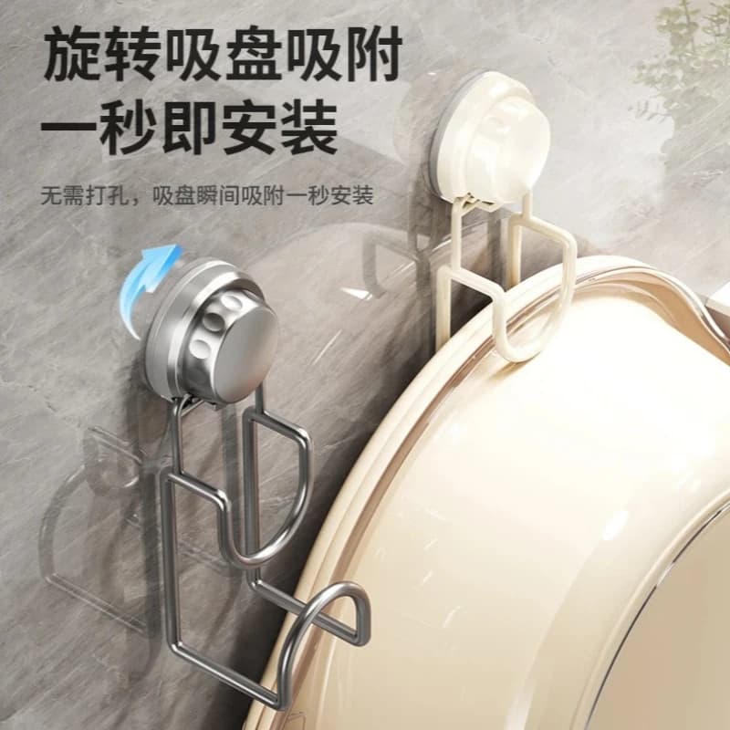Supporto a ventosa senza chiodi e senza tracce per lavabo, Gancio per lavabo bagno, Scaffale portaoggetti per cucina e bagno, Gancio a ventosa per WC