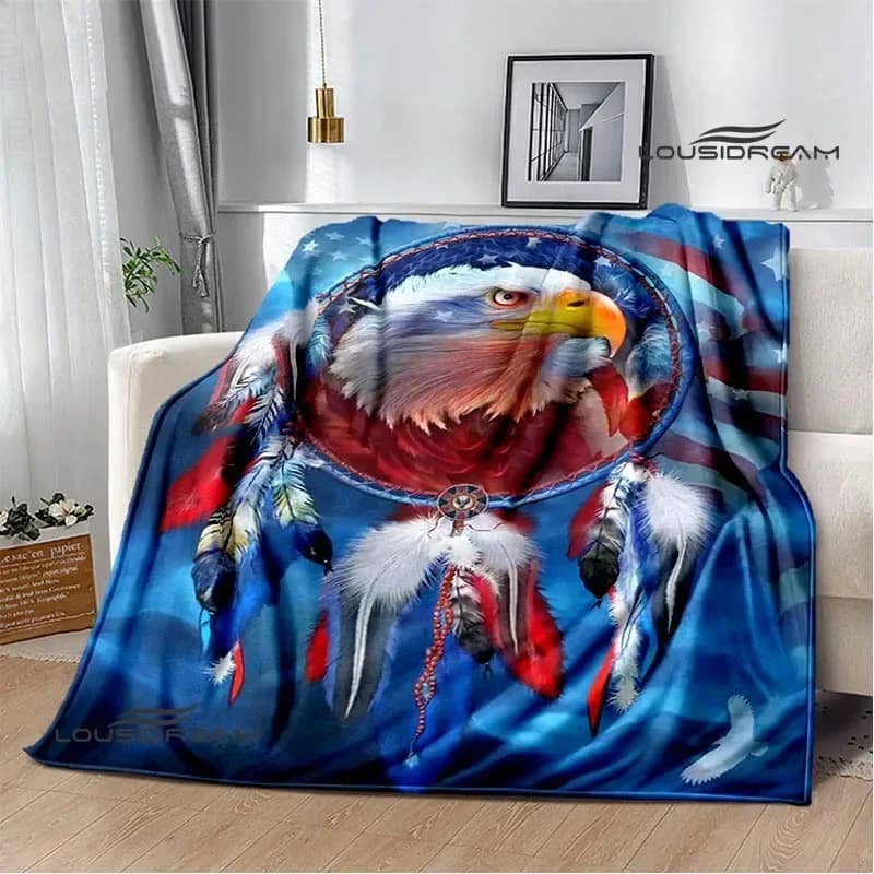 3D Eagle printed blanket Picnic blankets Flange warm blanket Soft and comfortable blanket bed linings birthday gift