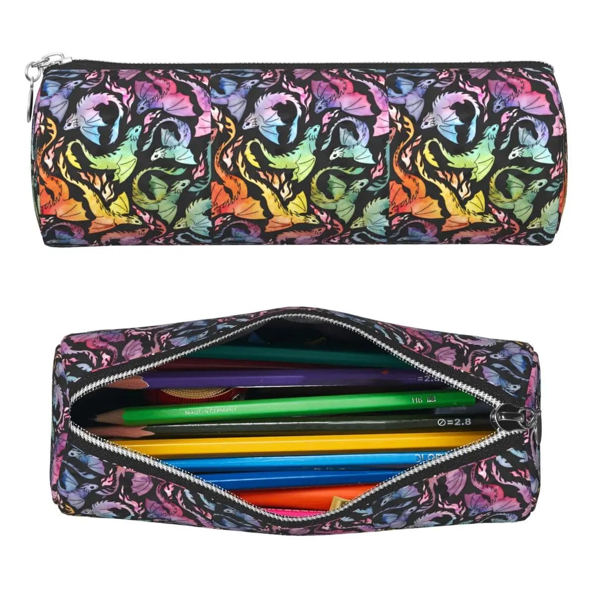 Dragon Fire Dark Rainb Pencil Case Pencil Pouch Cylinder Pen Box Pencil Bag for Students School