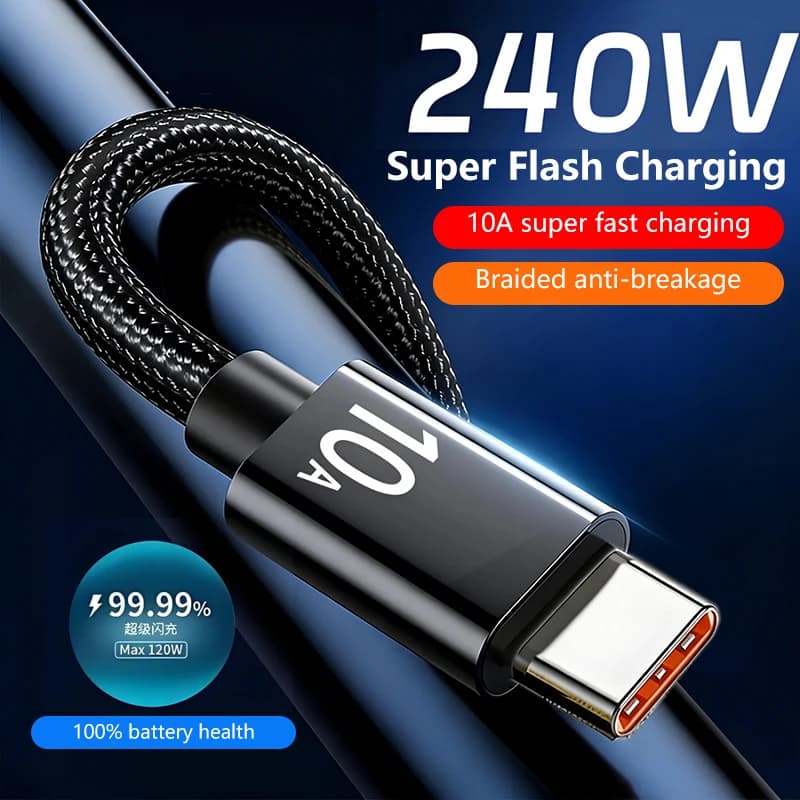 Cavo di ricarica super veloce USB A a Tipo C da 10A 240W, cavo dati USB C per ricarica rapida, cavo PD per Xiaomi Redmi Huawei iPhone