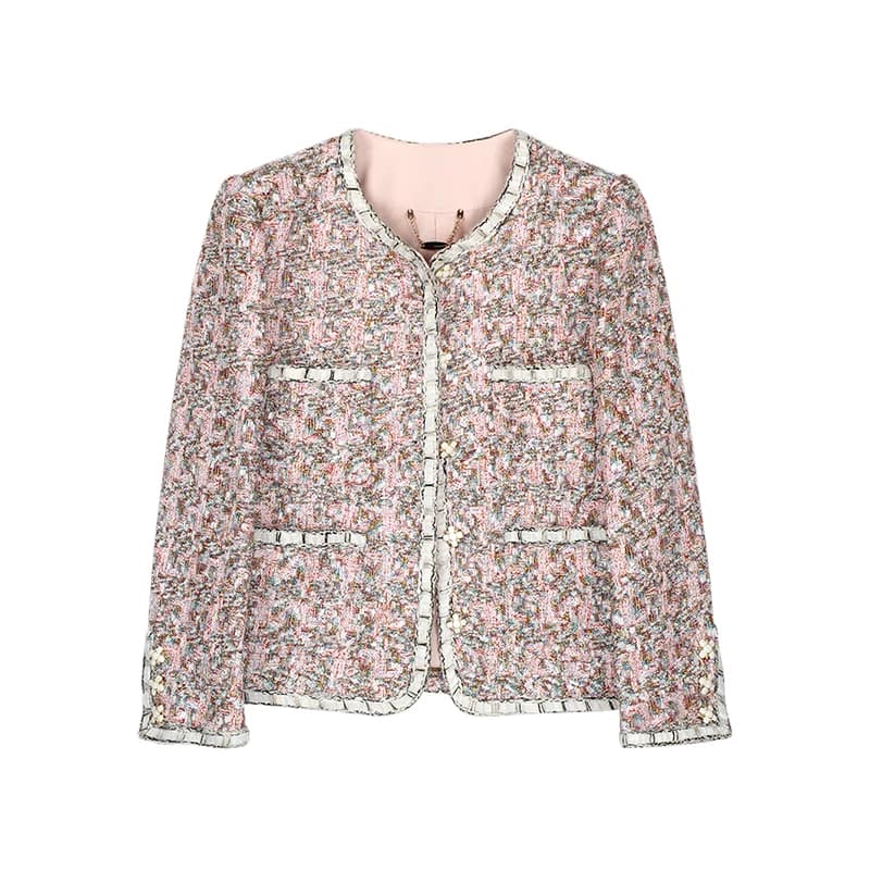 High temperament exquisite design noble special yarn top small fragrant style coarse floral coat