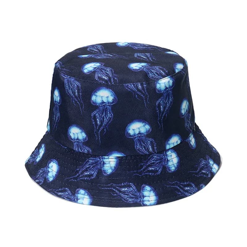 Double-Sided Ocean Print Bucket Hat for Men/Women, Breathable Fisherman Cap for Beach, Travel & Outdoor Casual Hip Hop