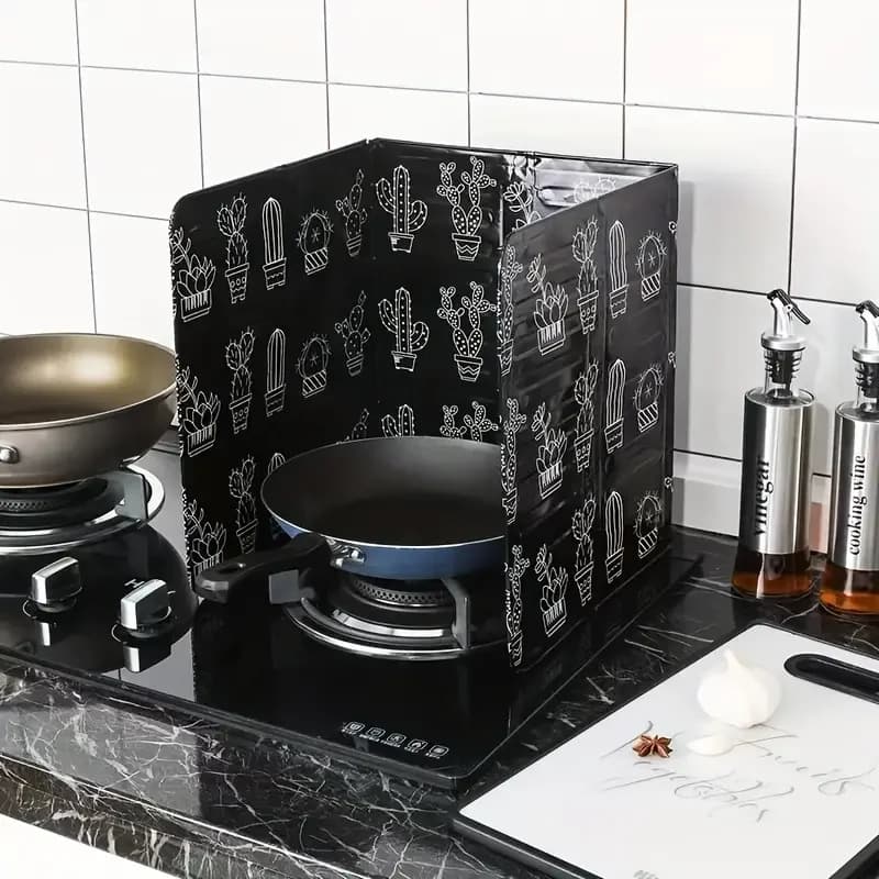 Paraspruzzi per Fornello a Gas, Piastra Antiolio da Cucina, Schermo Pieghevole Anti-Schizzi per Padella, Accessori da Cucina in Foglio di Alluminio