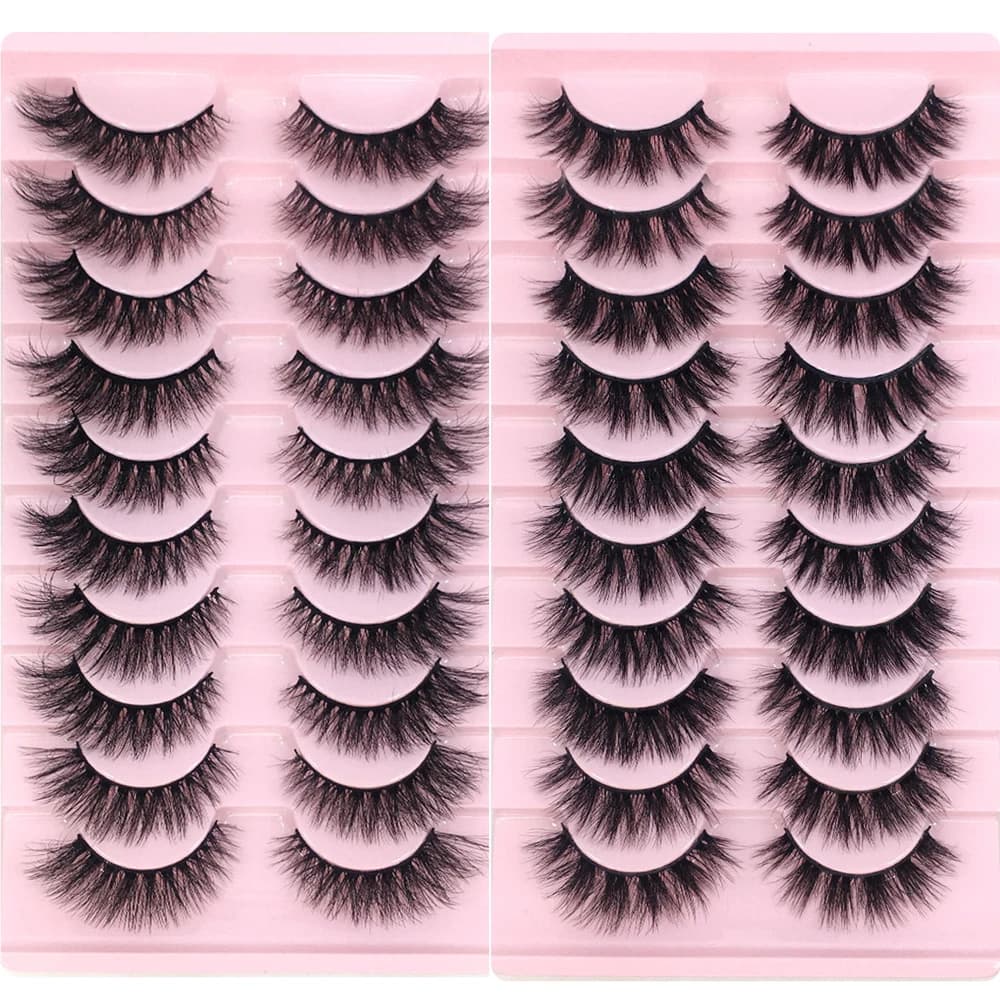 Nuove 10 paia di ciglia finte di visone 6D naturali spesse lunghe finte 10-20mm ciglia drammatiche ciglia finte estensione trucco bellezza
