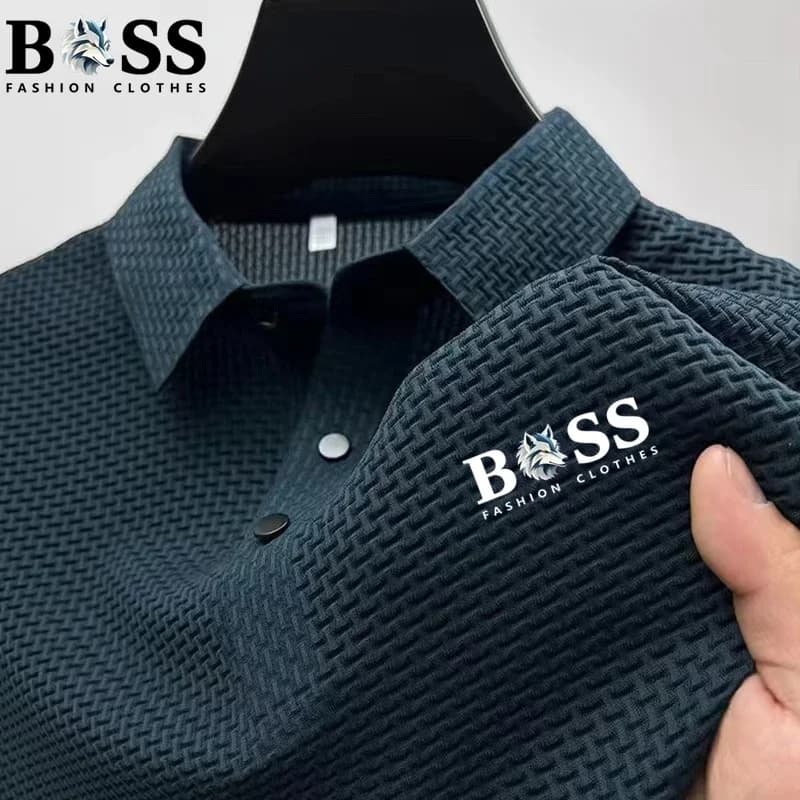 Men's Polo Shirt Summer 2026 Ice Silk Breathable Short Sleeve Tops Business Casual Solid Color T-Shirt Quick Dry Slim Fit Clothi