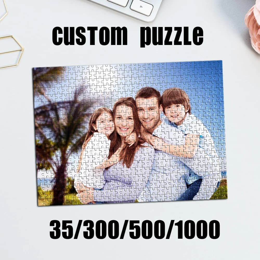35/300/500/1000pcs Personalized Custom Photo Puzzle family photo Creative Commemorative Gift Families Games