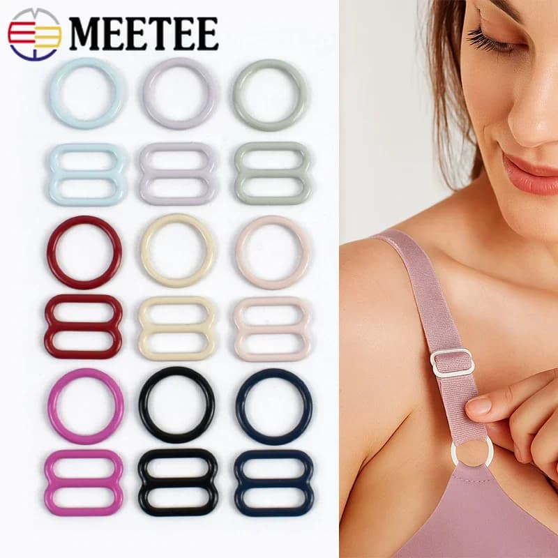 50/100 Set di Fibbie per Spalline Reggiseno da 10mm, Anelli a O e Regolatori per Lingerie e Intimo, Accessori per Cucito Fai-da-Te