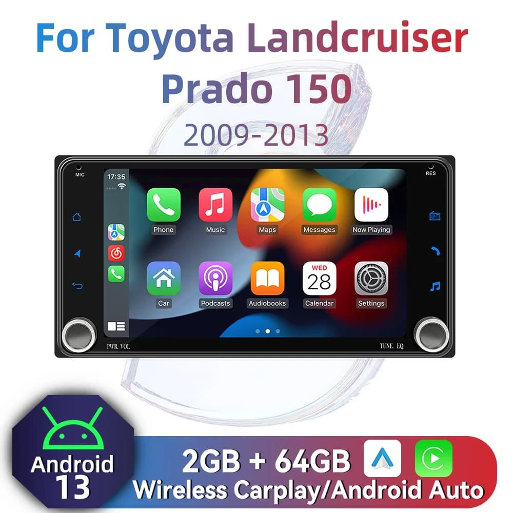 7" Screen Carplay 2 Din Android Radio Car Multimedia for Toyota Landcruiser Land Cruiser Prado 150 2009-2013 Autoradio Head Unit