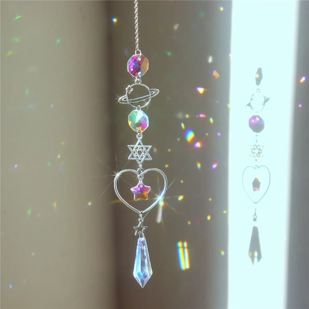 ABLQ Crystal Wind Chime Sun Catcher Dream Catcher Rainbow Chaser Hanging Drop Home Garden Decor 1 Piece D